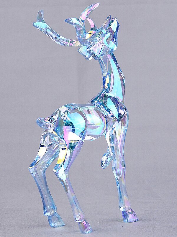 19cm Iridescent Blue Glass Style Standing Reindeer Figurine — image 5