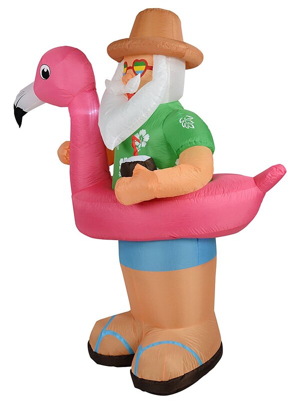 1.9m Summer Santa & Flamingo Floatie Illuminated Christmas Inflatable — image 6