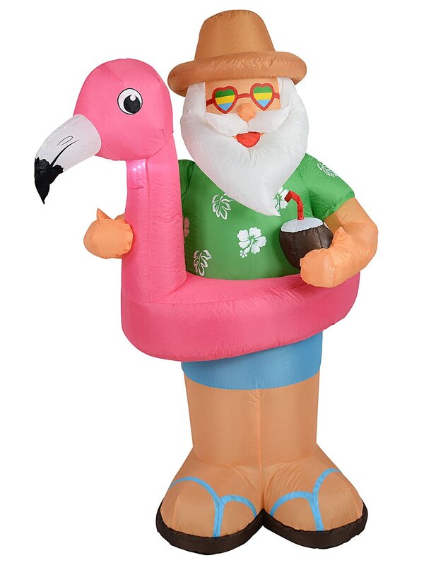 1.9m Summer Santa & Flamingo Floatie Illuminated Christmas Inflatable — image 3