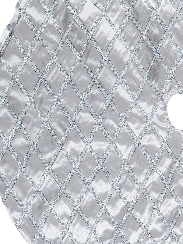 1m Silver Silk & Metallic Tinsel Ribbon Lattice Christmas Tree Skirt — image 3