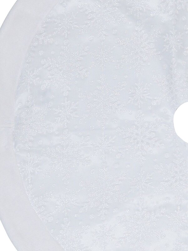 1m White Sheer Organza & Iridescent Snowflake Christmas Tree Skirt — image 3