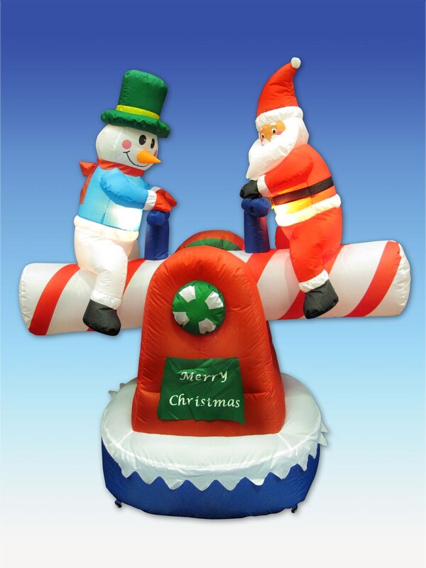 Animated Santa & Snowman On See Saw Inflatable - 1.4m