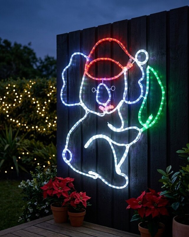 85cm Koala Holding Gum Leaf Outdoor Christmas LED Rope Light Display — image 4