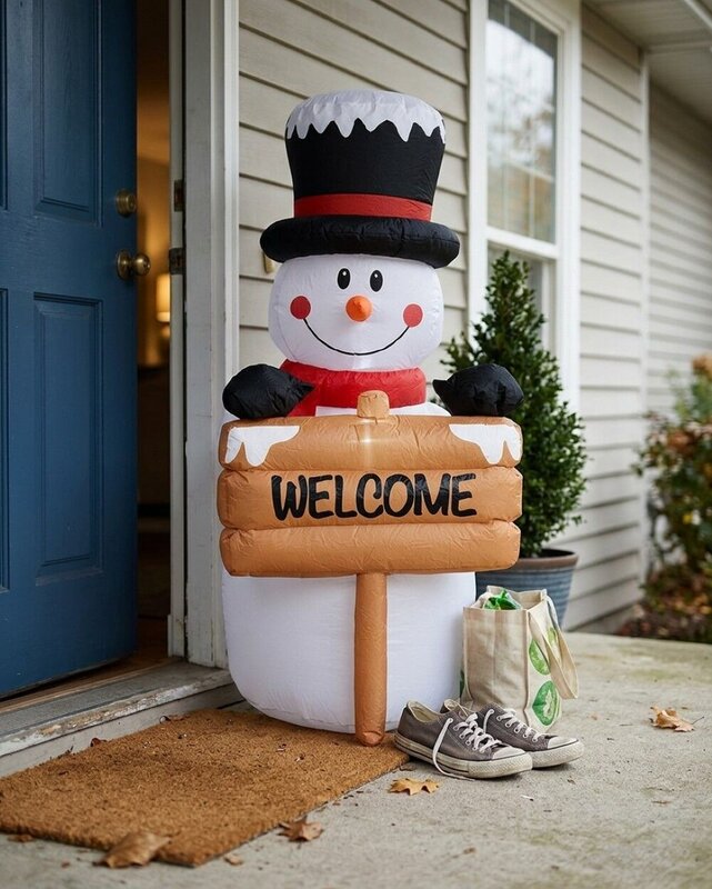 1.5m Snowman & Welcome Signpost | LED Outdoor Inflatable — image 4