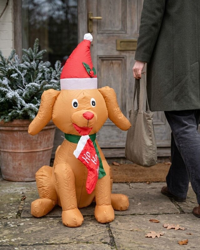 1.3m Cute Sitting Puppy Holding Stocking | LED Outdoor Inflatable — image 4