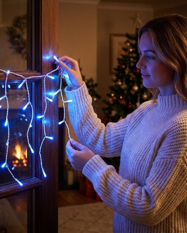420 Blue & Cool White LED Icicle Lights 8 Function With Memory Hold | 10m — image 3