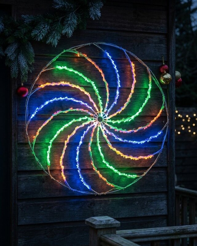 90cm Dynamic Spiral Pinwheel Multi Colour LED Outdoor String Light Display — image 4