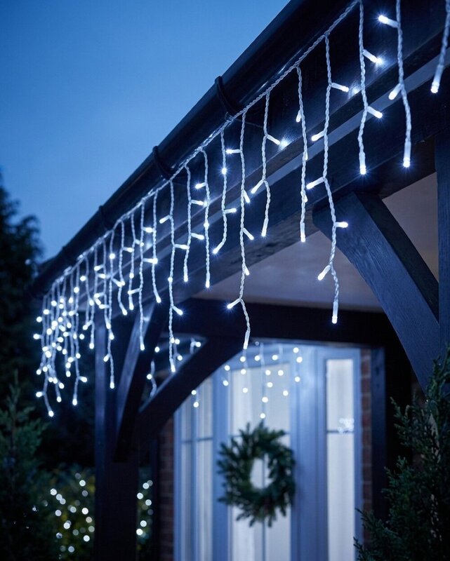 360 Snowing Cool White LED Icicle Lights 5 Speed With Static | 8m — image 2