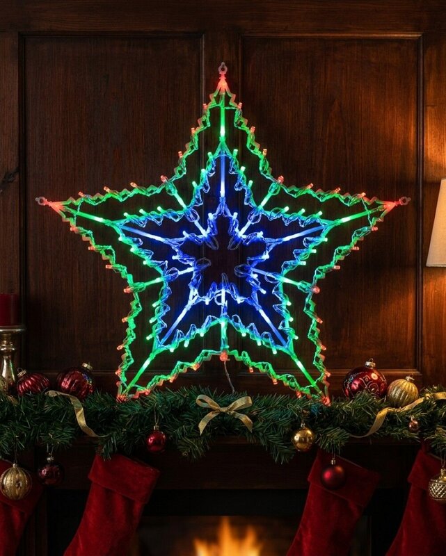 53cm Concentric Stars Multi Colour LED Outdoor Christmas String Light Display — image 4