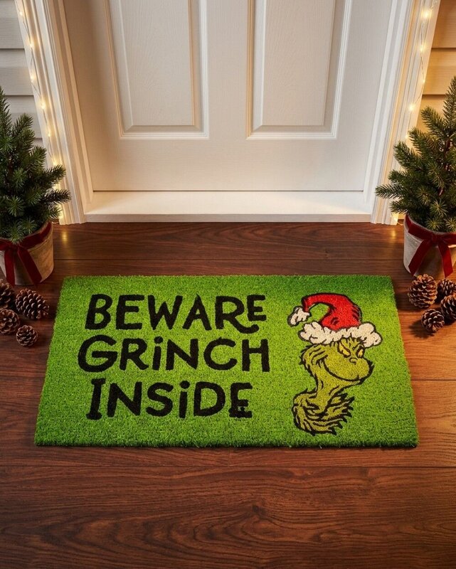 Dr. Seuss The Grinch Doormat | 75cm Beware Grinch Inside Entryway Mat — image 4