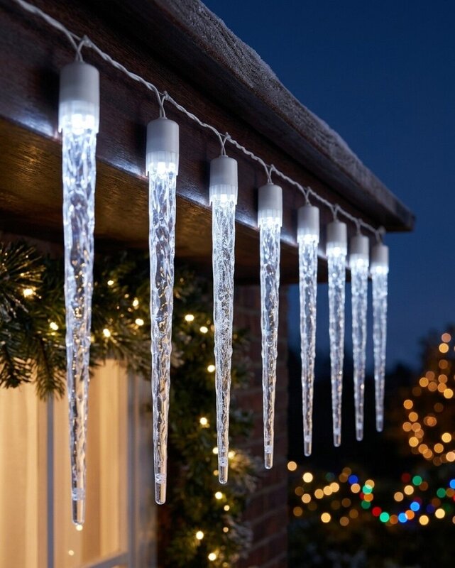 24x Natural Look Glacier Icicle Lights 8 Function Cool White LED | 7m — image 4