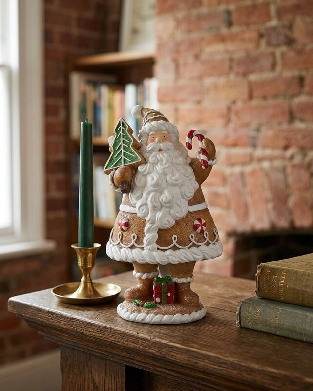 23cm Glitter Gingerbread Cookie Santa Resin Figurine — image 4