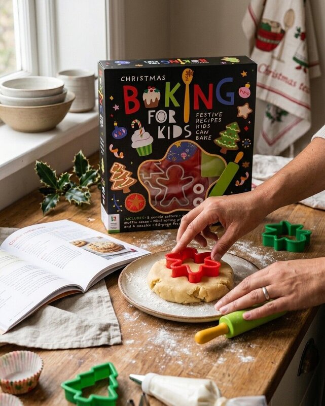 Kids Christmas Baking & Cookie Cutter Kit With 48-Page Recipe Book | 11 Pieces — image 4