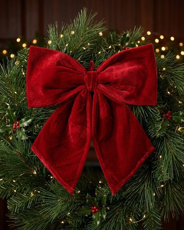 Red Velour Moulded Architectural Monumental Bow | 45cm — image 2