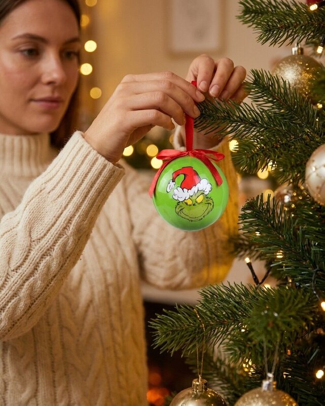 6x Whimsical Red & Green Essential Grinch Boxed Baubles | 70mm — image 3