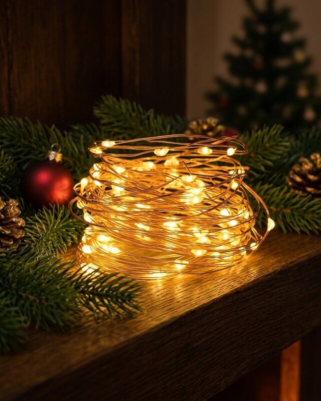 100 Warm White Seed LED String Fairy Battery Lights With Static & Flash | 10m — image 2