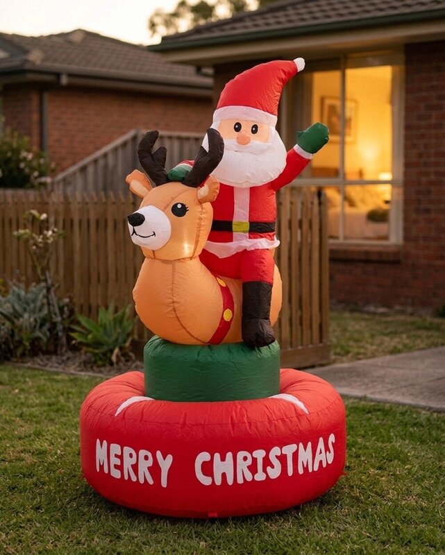 1.5m Santa Riding Mechanical Deer Bull | Animated LED Outdoor Inflatable — image 4