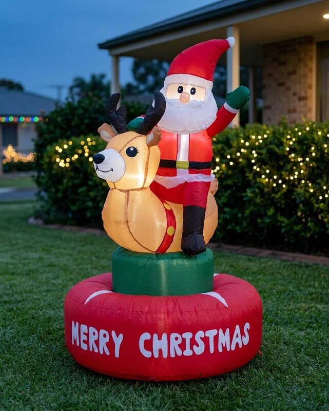 1.5m Santa Riding Mechanical Deer Bull | Animated LED Outdoor Inflatable — image 2