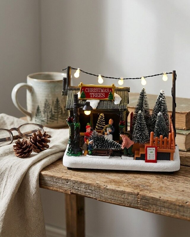 Fresh Christmas Trees Stand Ornament With Warm White LED Lights | 18cm — image 4