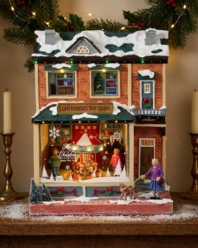 Musical Toy Store Village Building Scene With LED Chasing Lights | 28cm — image 2