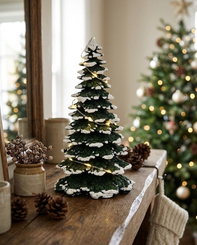LED Snow Tipped Pine Tree Village Scenery | 17cm — image 4