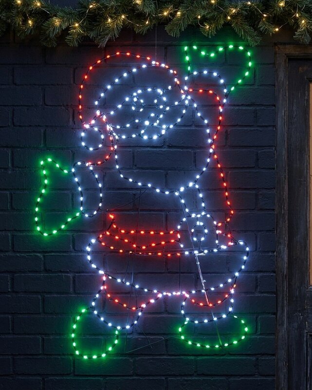 78cm Jolly Posing Santa On Black Frame Outdoor LED Light Display — image 2