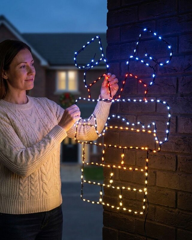 60cm Santa Stuck In Chimney On Black Frame Outdoor LED Light Display — image 3