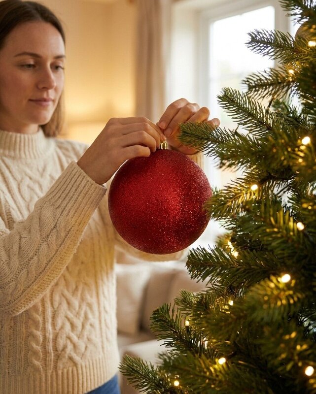 Majestic Red Glitter Large Display Bauble | 20cm — image 3