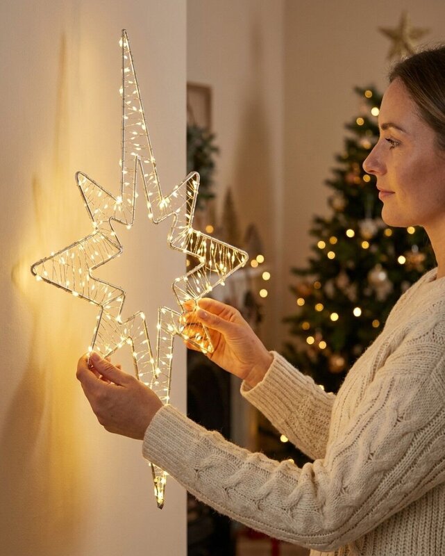 59cm Warm White LED Northern Star String Light Display — image 3