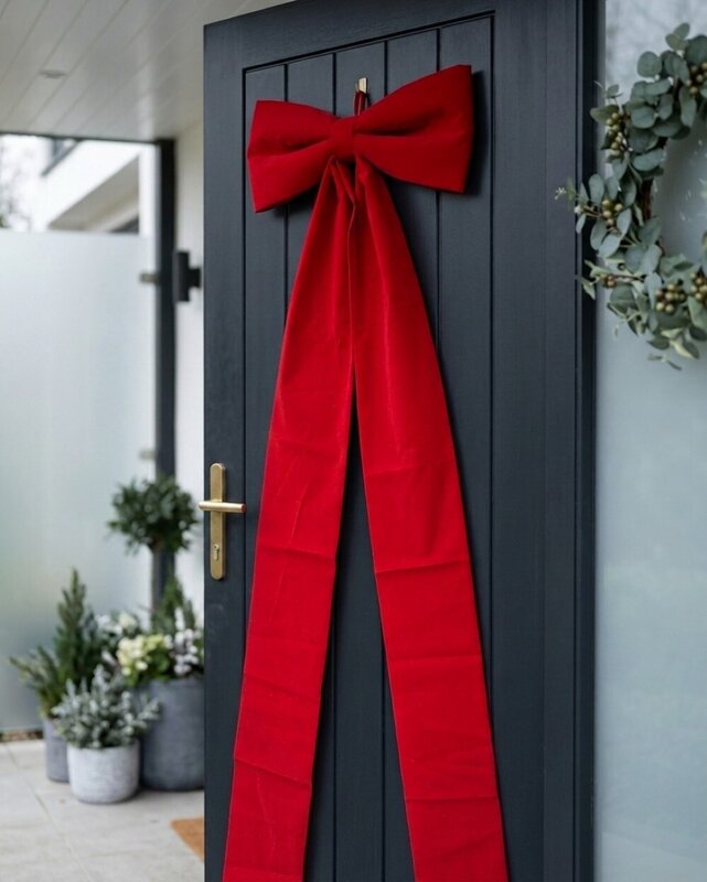 Red Velour Luxury Statement Front Door Bow & Ribbon Sash | 1.6m — image 4