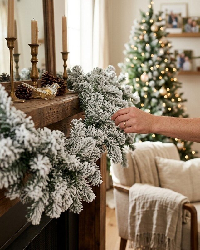 2.7m Dawn White Moderately Flocked Spruce Christmas Garland | 180 Tips — image 3