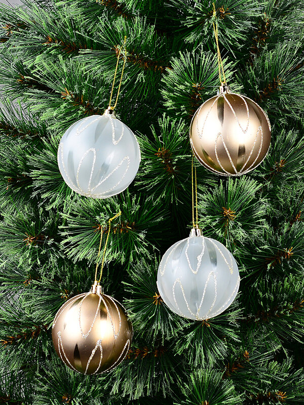 4x Celestial Rose Gold & Frosted White Signature Petal Filigree Baubles | 80mm