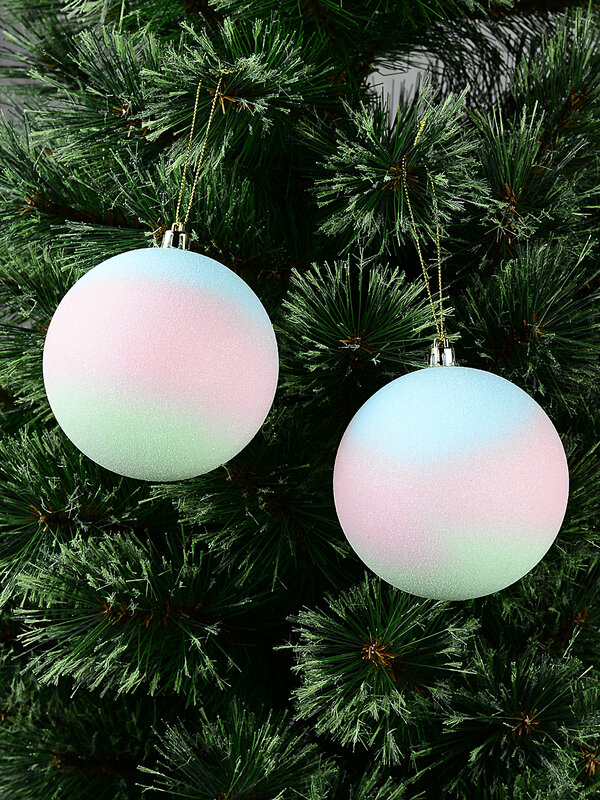 2x Whimsical Pastel Ombre Signature Sugar Coated Baubles | 10cm