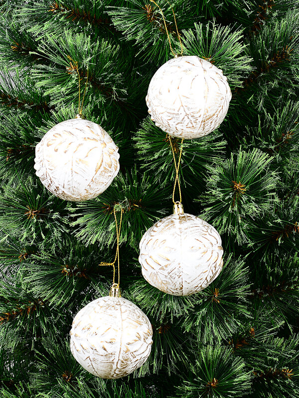 4x Dynamic White & Gold Statement Textured Vine Baubles | 80mm — image 2