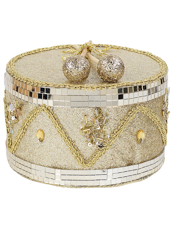 Dynamic Antique Gold & Platinum Mirror Bespoke Festive Mosaic Drum | 15cm