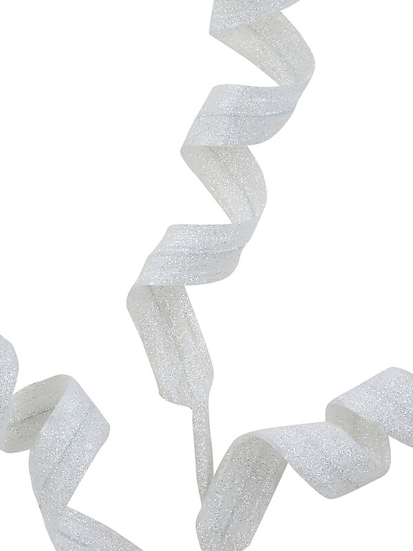 White Curly Ribbon Glitter Spray Stem With Posable Iridescent Branchlets | 60cm — image 2