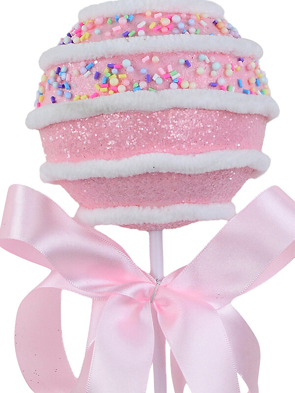 Pastel Pink Cupcake Bauble Stem With Iridescent Frosting & Satin Bow | 54cm — image 3