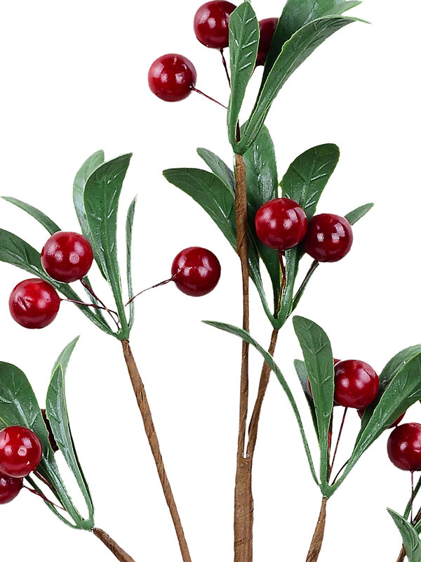 Crimson Red Berry & Holly Leaf Spray Stem With Adjustable Branches | 59cm — image 2