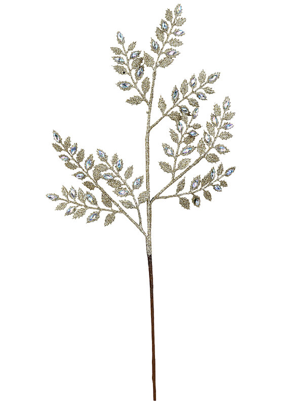 Gilded Gold Fern Leaf Spray Clip Stem With Iridescent Diamantes | 62cm — image 3