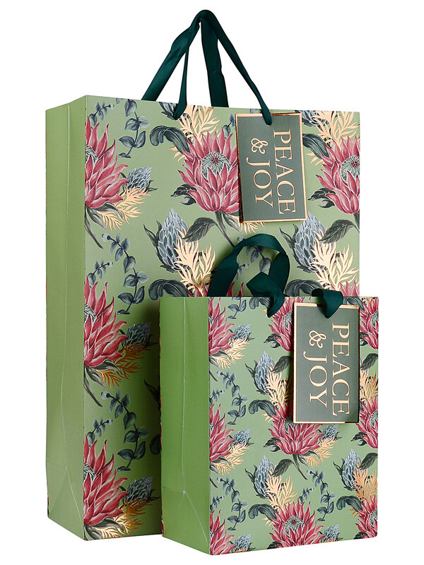 Large Elegant Native Australian Protea & Foliage Christmas Gift Bag | 42cm