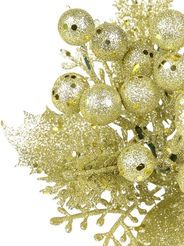 Champagne Berries, Twigs & Mixed Foliage Christmas Tree Stem Pick | 20cm — image 4