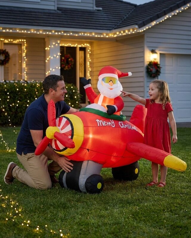 2.1m Large Animated Santa Rocket Aeroplane | LED Outdoor Inflatable — image 3