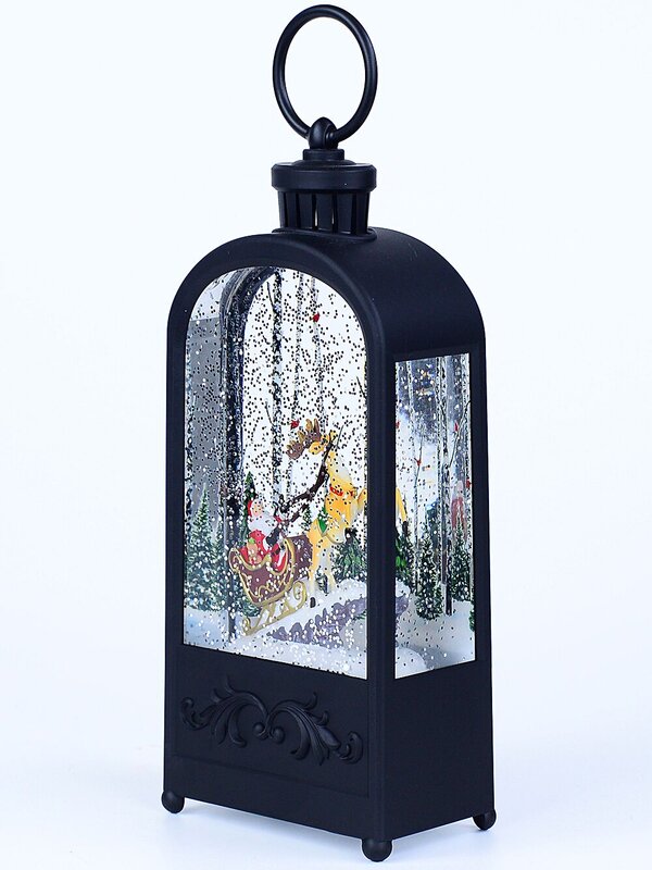 24cm Santa & Sleigh In Forest Snow Globe Lantern — image 6