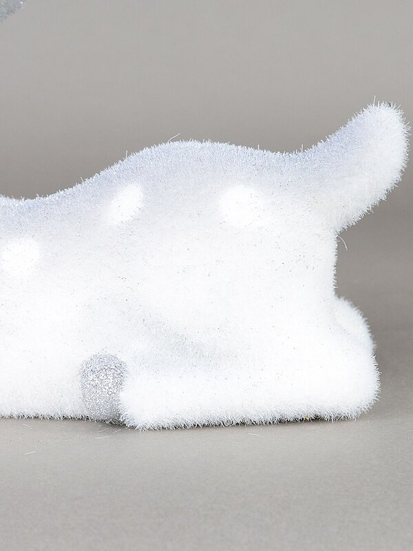 24cm White & Silver Glitter Flocked Sitting Reindeer Ornament — image 4