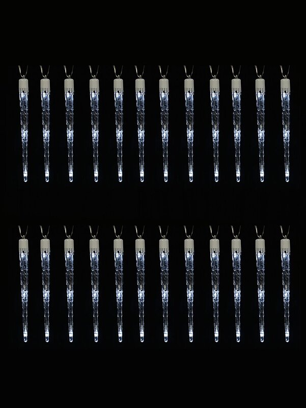 24x Natural Look Glacier Icicle Lights 8 Function Cool White LED | 7m — image 3