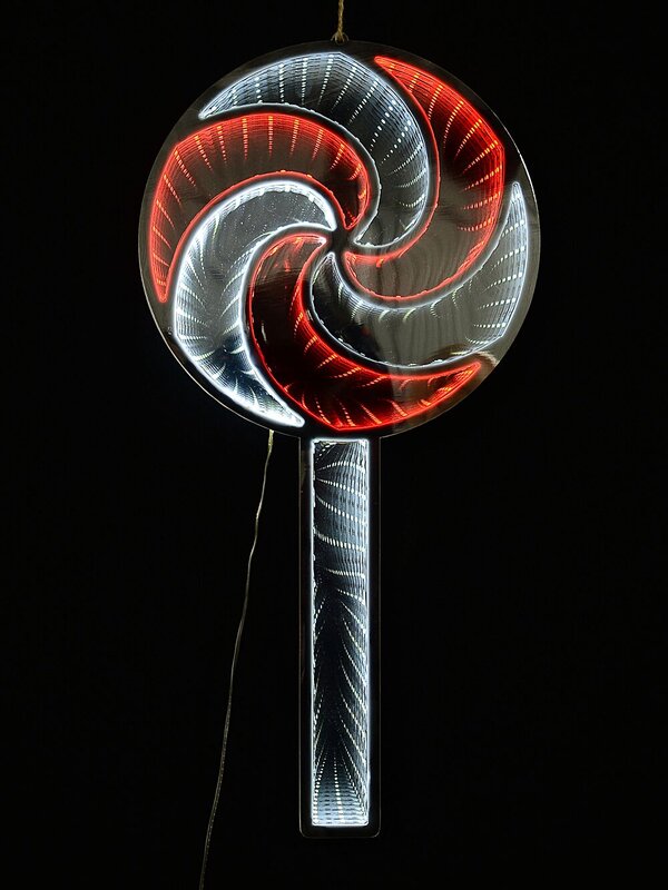 25cm Lollipop Infinity Mirror With Red & White LED Double Sided Light Display — image 5