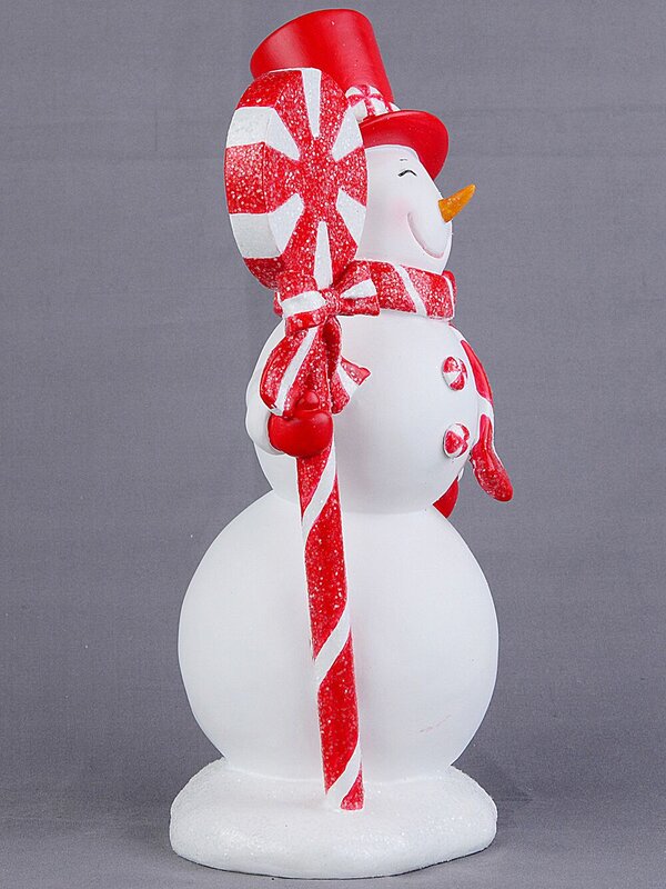 25cm Red & White Lollipop Snowman Candy Kingdom Resin Figurine — image 3