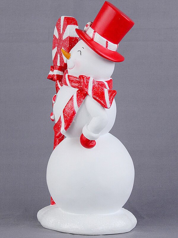 25cm Red & White Lollipop Snowman Candy Kingdom Resin Figurine — image 5