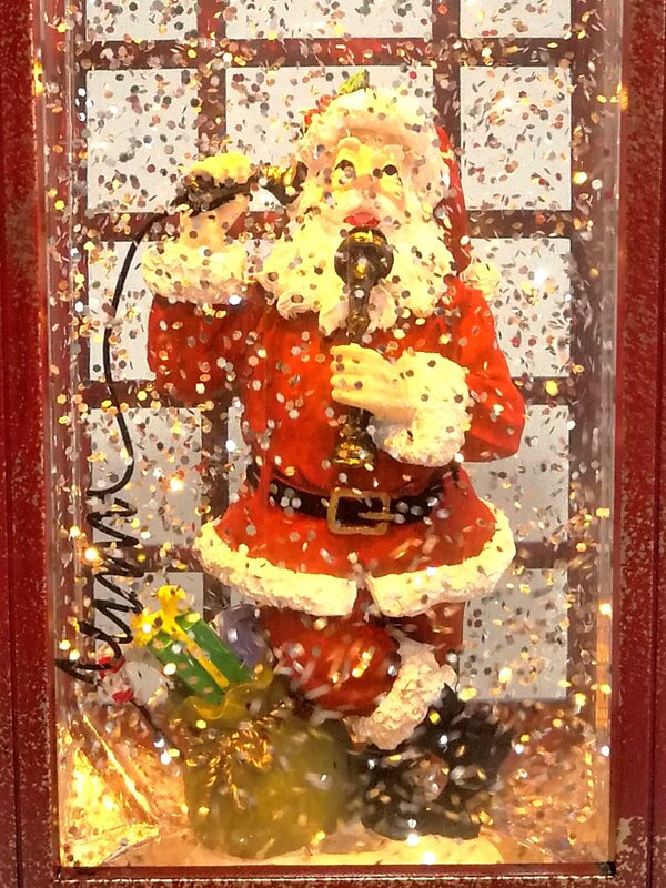 25cm Santa & Candlestick Phone Booth Snow Globe Lantern — image 3