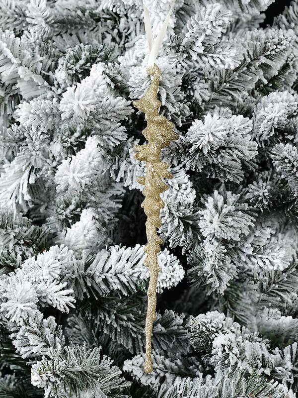 26cm Gold Glitter Auger Like Christmas Tree Icicle Ornament — image 2